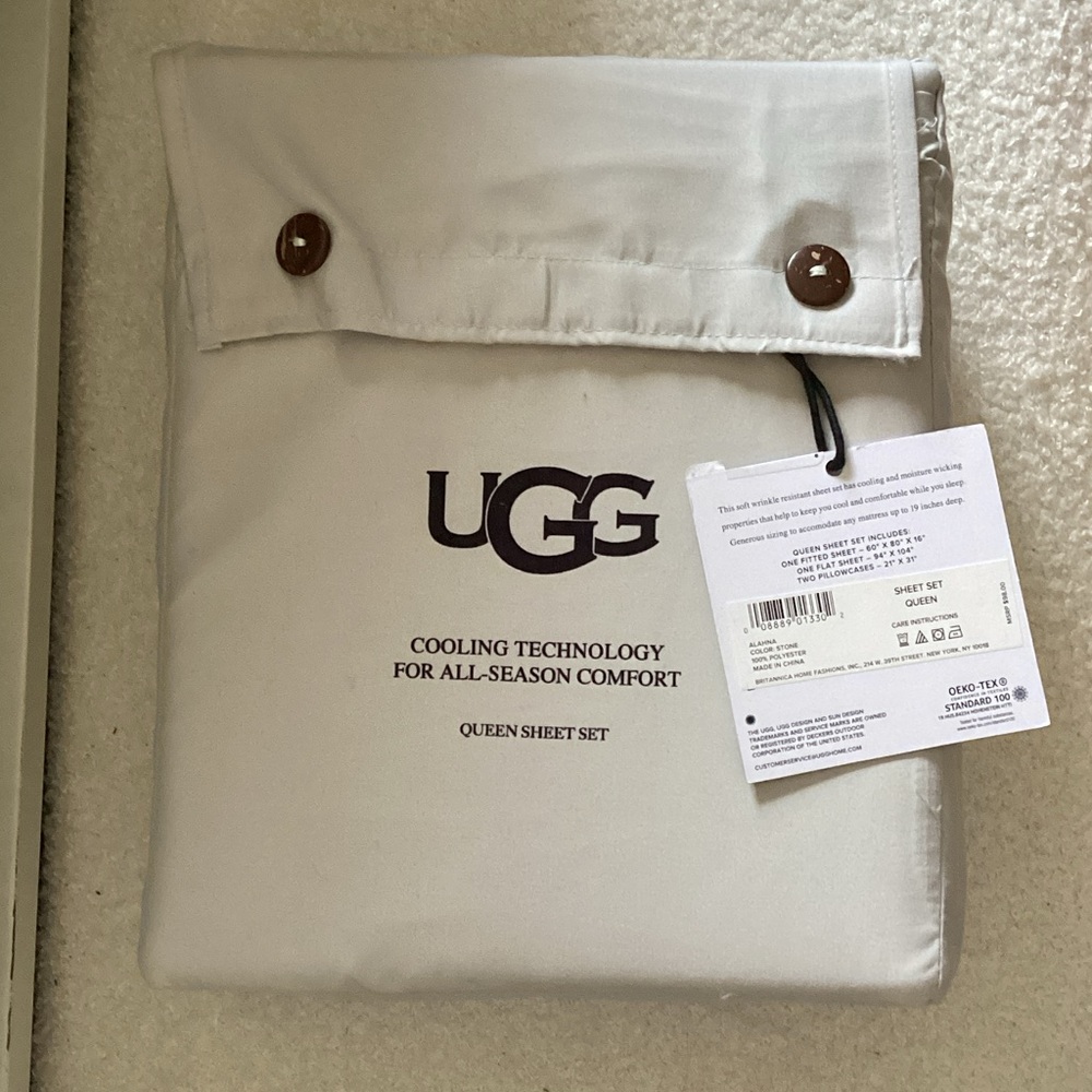 UGG Cream Queen Sheet Set with Cooling Technology